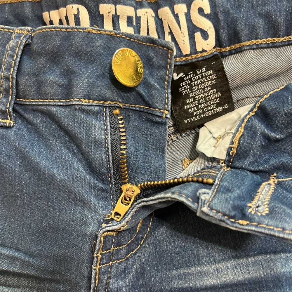 VIP Jeans Womens Blue Mid Rise Raw Hem Capri Denim Jeans Size 1/2 1-6917NB-5 - Picture 8 of 11